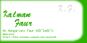 kalman faur business card